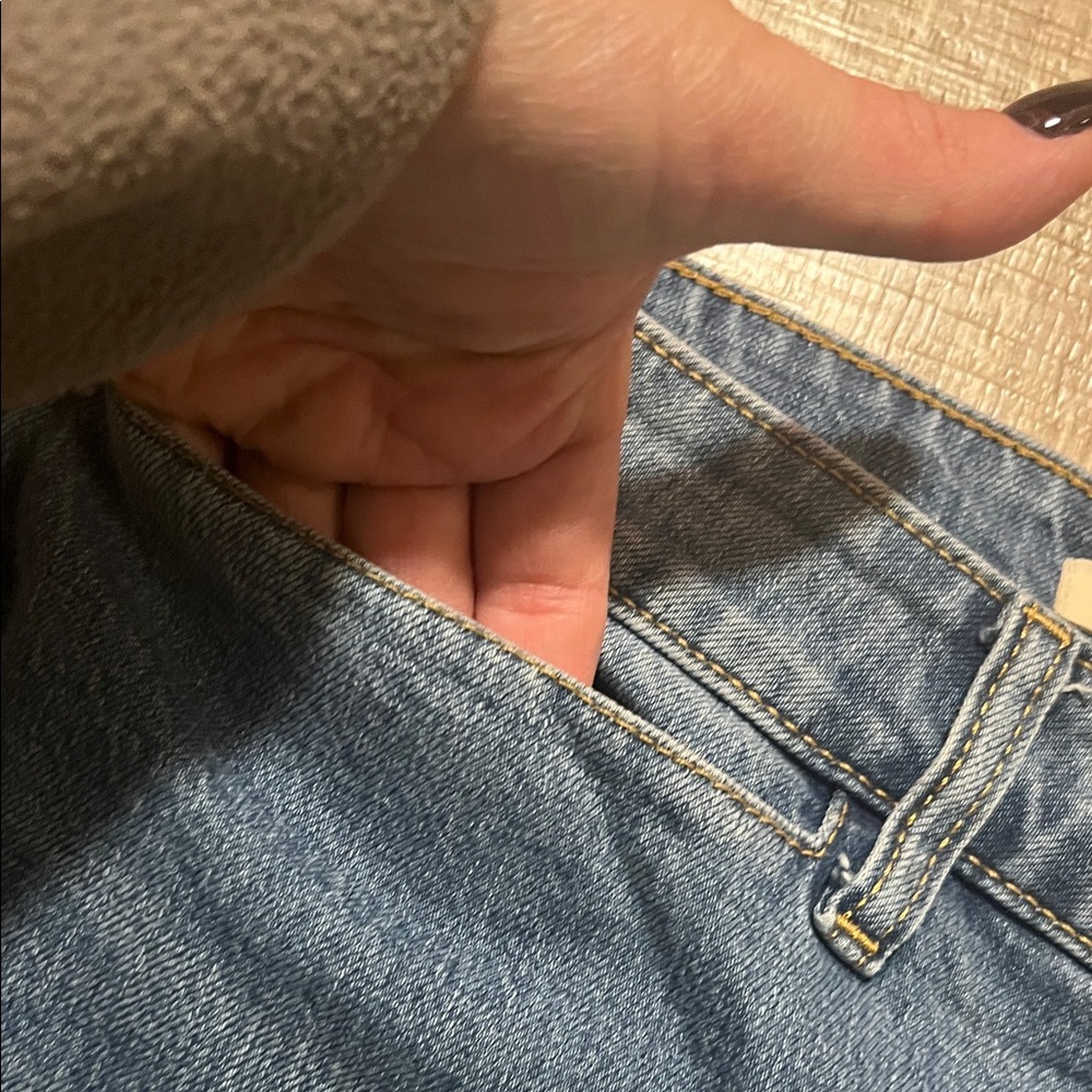 Pilcro Wide-Leg Flare Jeans in Medium Blue - Picture 6 of 13